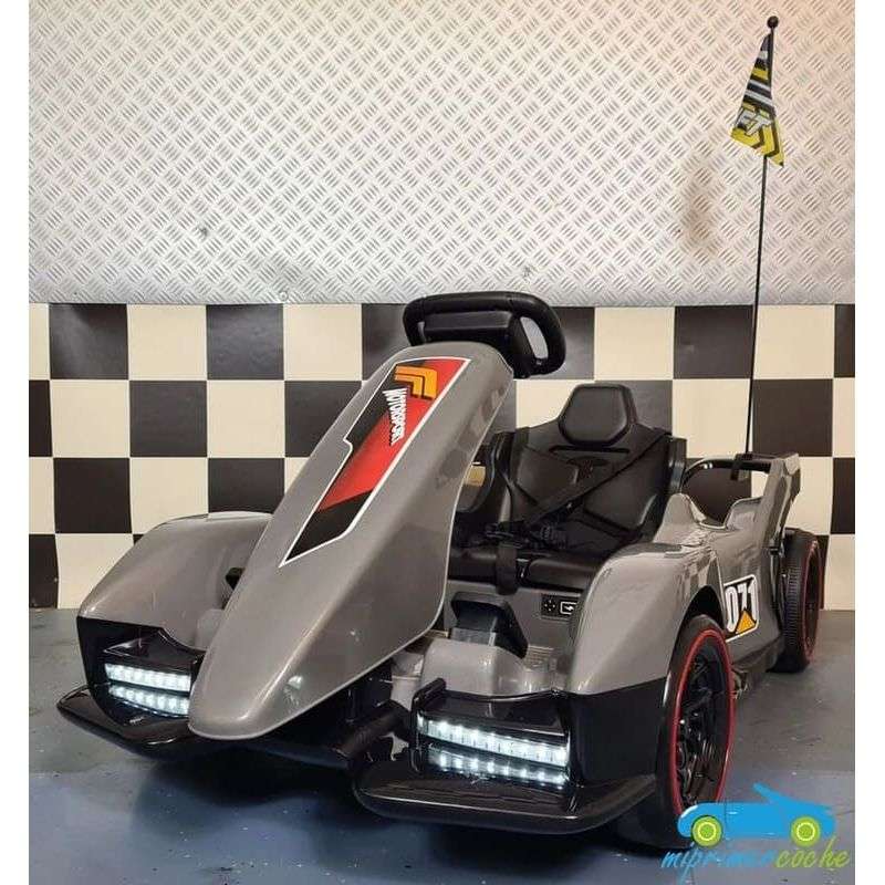 Coche Eléctrico Infantil Drift Kart F1 24V 2.4G Color Gris